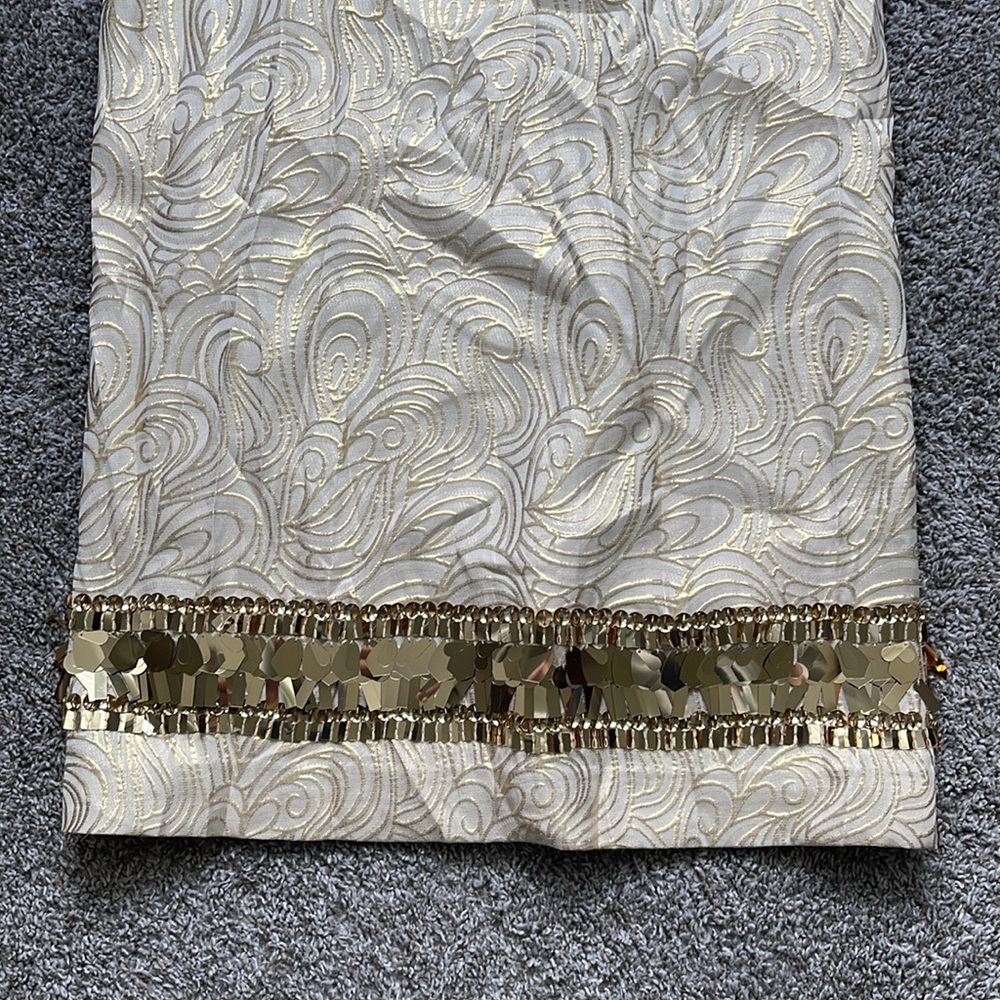 Lilly Pulitzer Diedra Dress In Gold Metallic Tidal Wave Jacquard XS - Picture 6 of 10